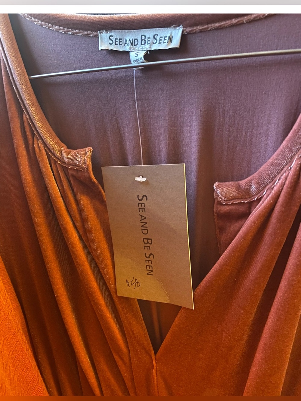 Women’s crushed Velvet Tiered Maxi Dress in Dusty Rose size small - Picture 4 of 4